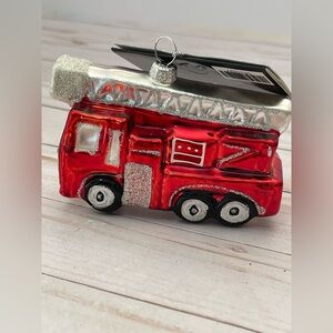 Robert Stanley Christmas Ornament Glass Red Fire Truck New